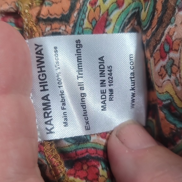 Karma Highway multicolor paisley bohemian gypsy Maxi Dress one sz boho sundress - Picture 8 of 9